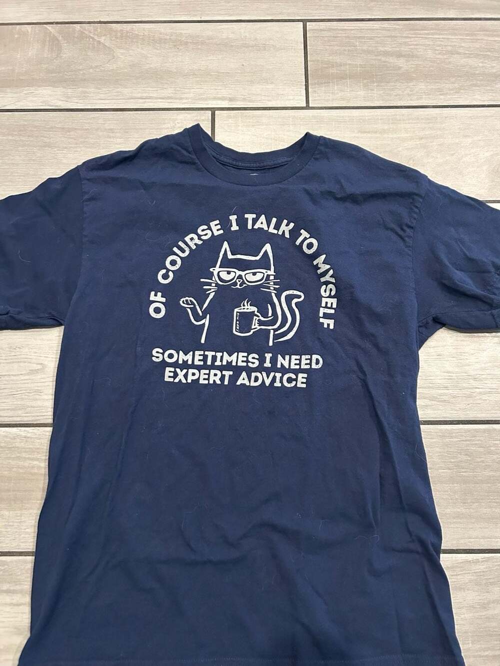 Of Course I Talk To Myself Cat Graphic Tee with Short Sleeves